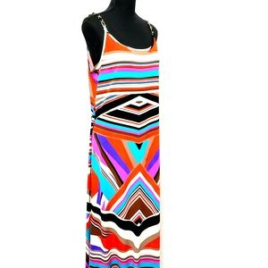 Cb Est 1962 Multi Colored Maxi Dress w/Gold Straps